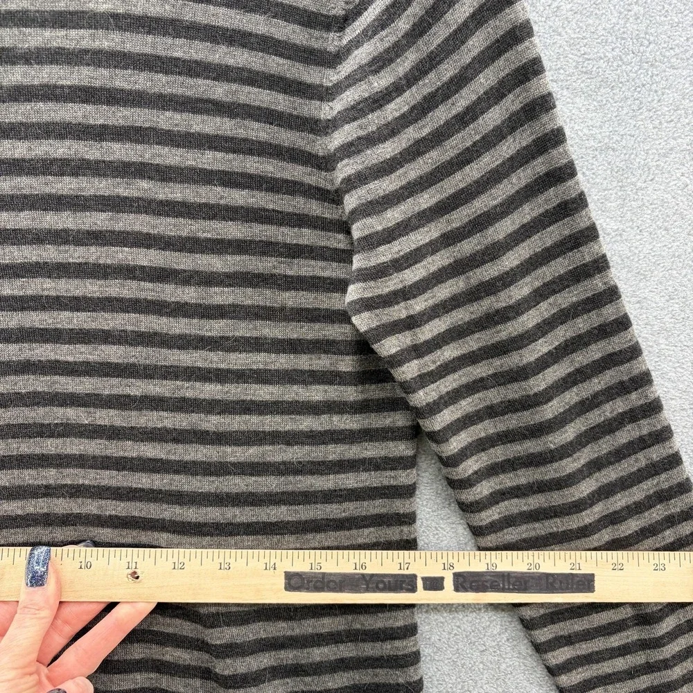 Eileen Fisher Sweater Dress Medium Gray Stripe Merino Alpaca Lightweight Swing - Picture 11 of 13